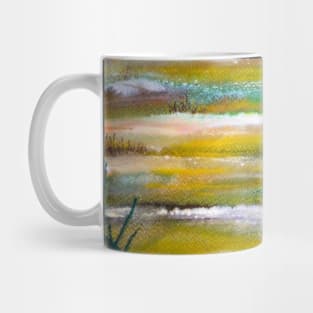 Snow egret flying over march Mug